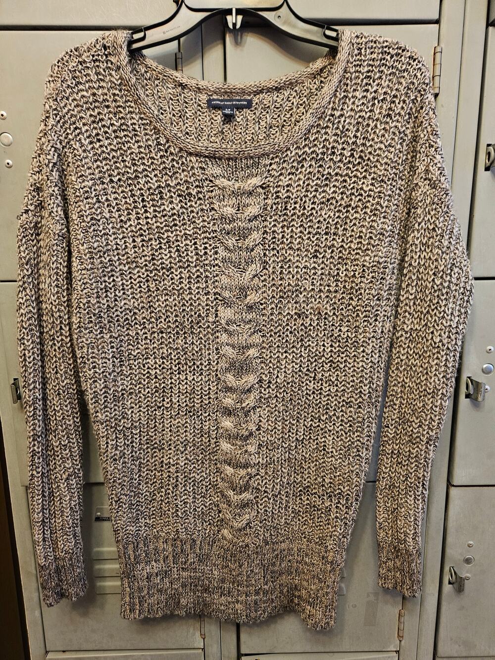 American Eagle long pullover sweater with metallic thread Size Small